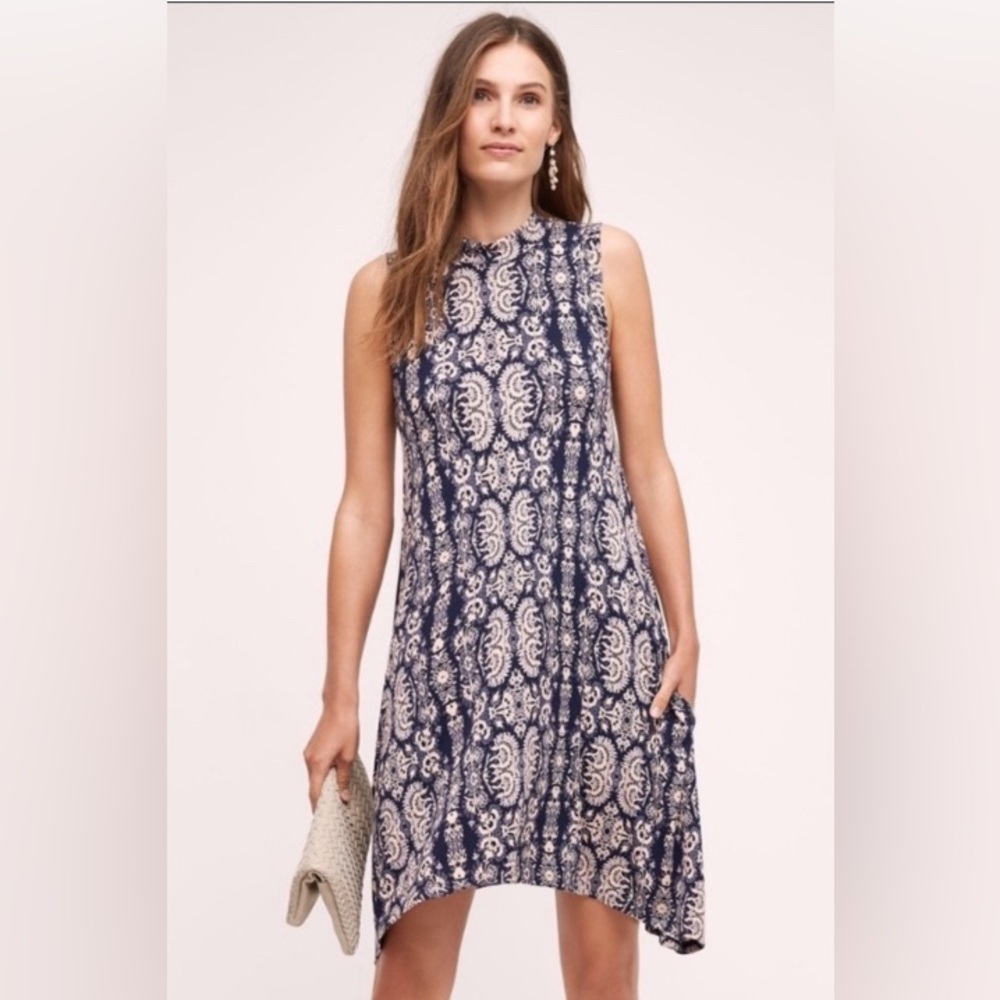 Anthropologie Maeve Lilt sleeveless swing dress in navy S